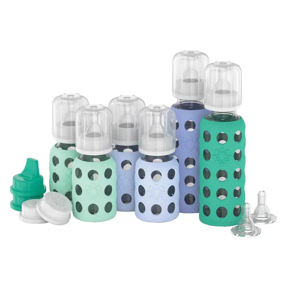 9 Oz. Assorted Color Glass Baby Bottle Starter Set (Set of 6)