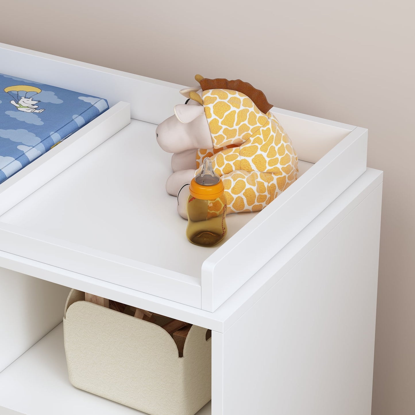 White Baby Dresser with Changing Table and 5 Drawers Baby Organizer Dresser Chest