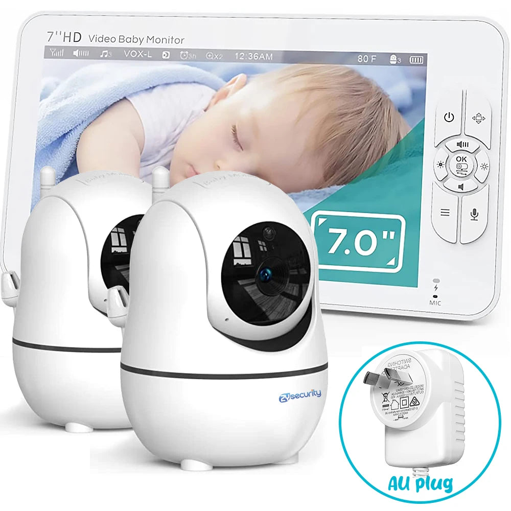 Baby Monitor with 2 Cameras,7" 720P HD Split Screen Video Baby Monitor,Ptz Baby Monitor with Camera and Audio,4000Mah Battery