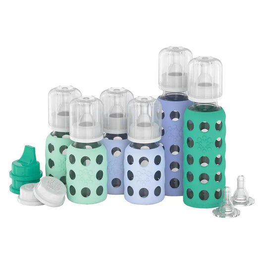 9 Oz. Assorted Color Glass Baby Bottle Starter Set (Set of 6)
