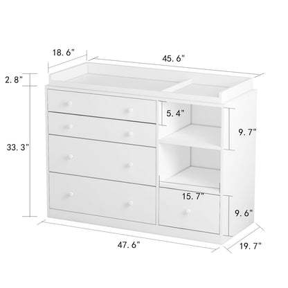 White Baby Dresser with Changing Table and 5 Drawers Baby Organizer Dresser Chest